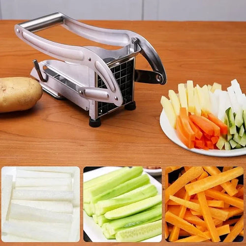 Coupe Frites Manuel Professionnel en Acier Inoxydable – Coupe-Légumes Multifonction